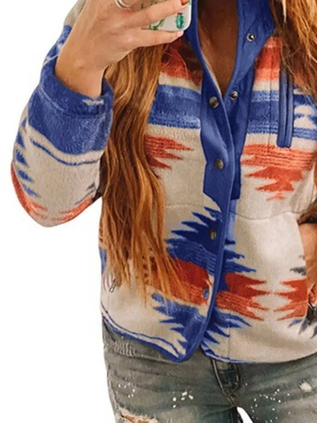 Geometric Snap Down Jacket