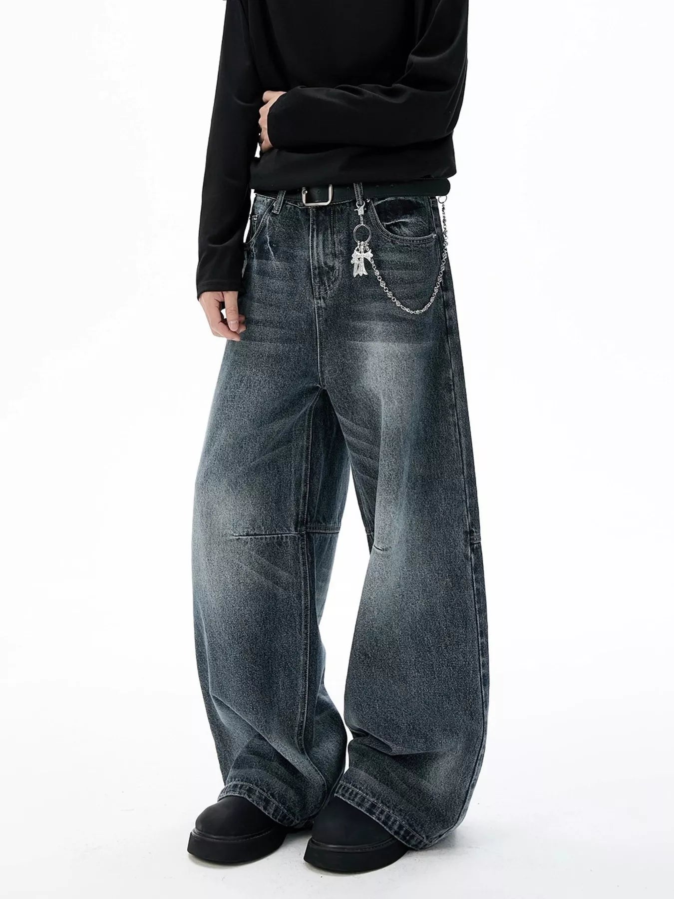 Men's Full Size Washed Wide Leg Jeans Plus Size