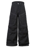 Men's Wide Leg Jeans with Contrast Panels