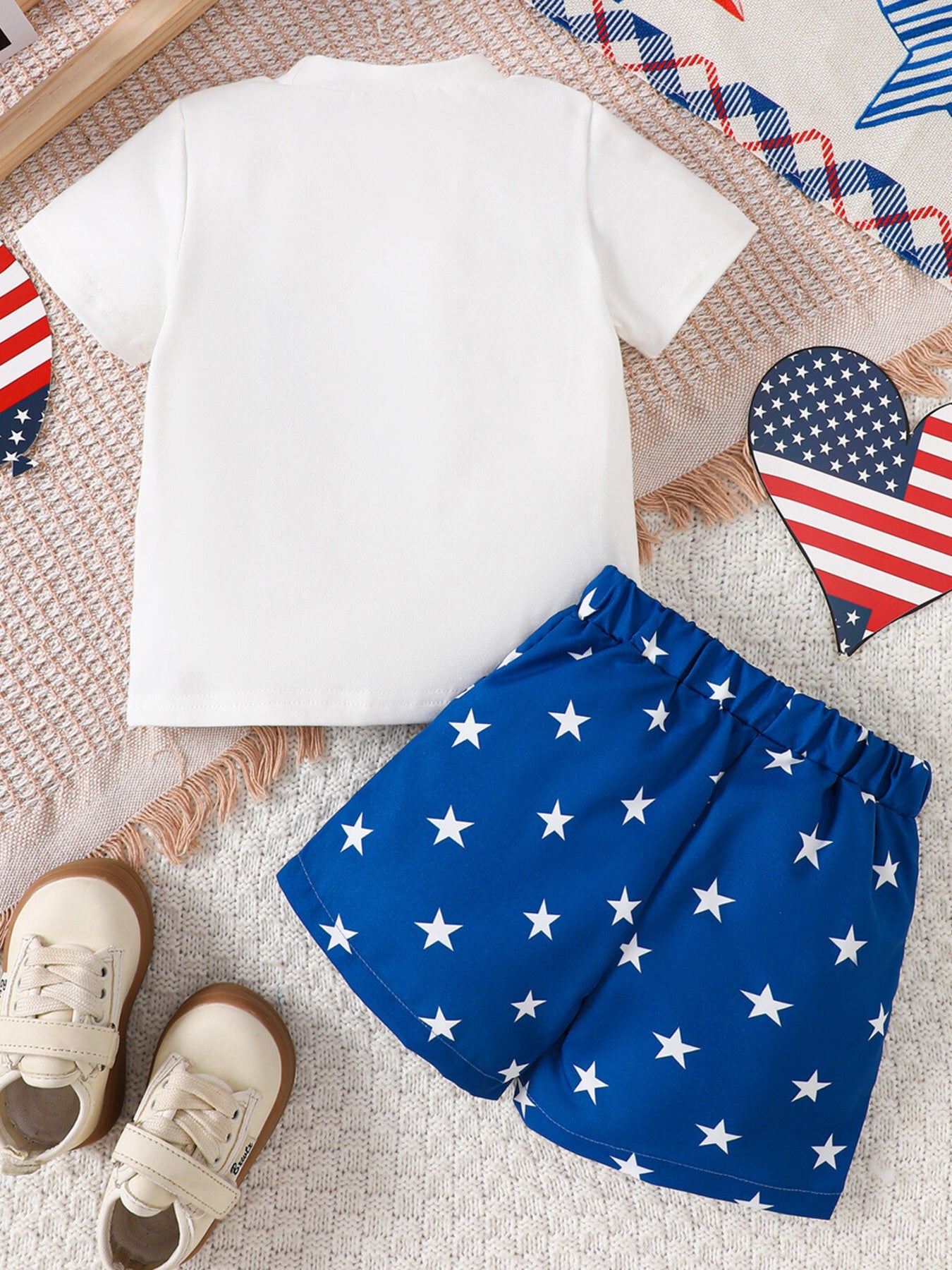 Children's Patriotic USA Tee & Star Print Shorts Set