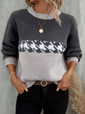 Color Block Houndstooth Sweater
