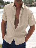 Men's Full Size Button Up Short Sleeve Shirt Plus Size