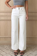 2-Button High Waist Wide Leg Jeans