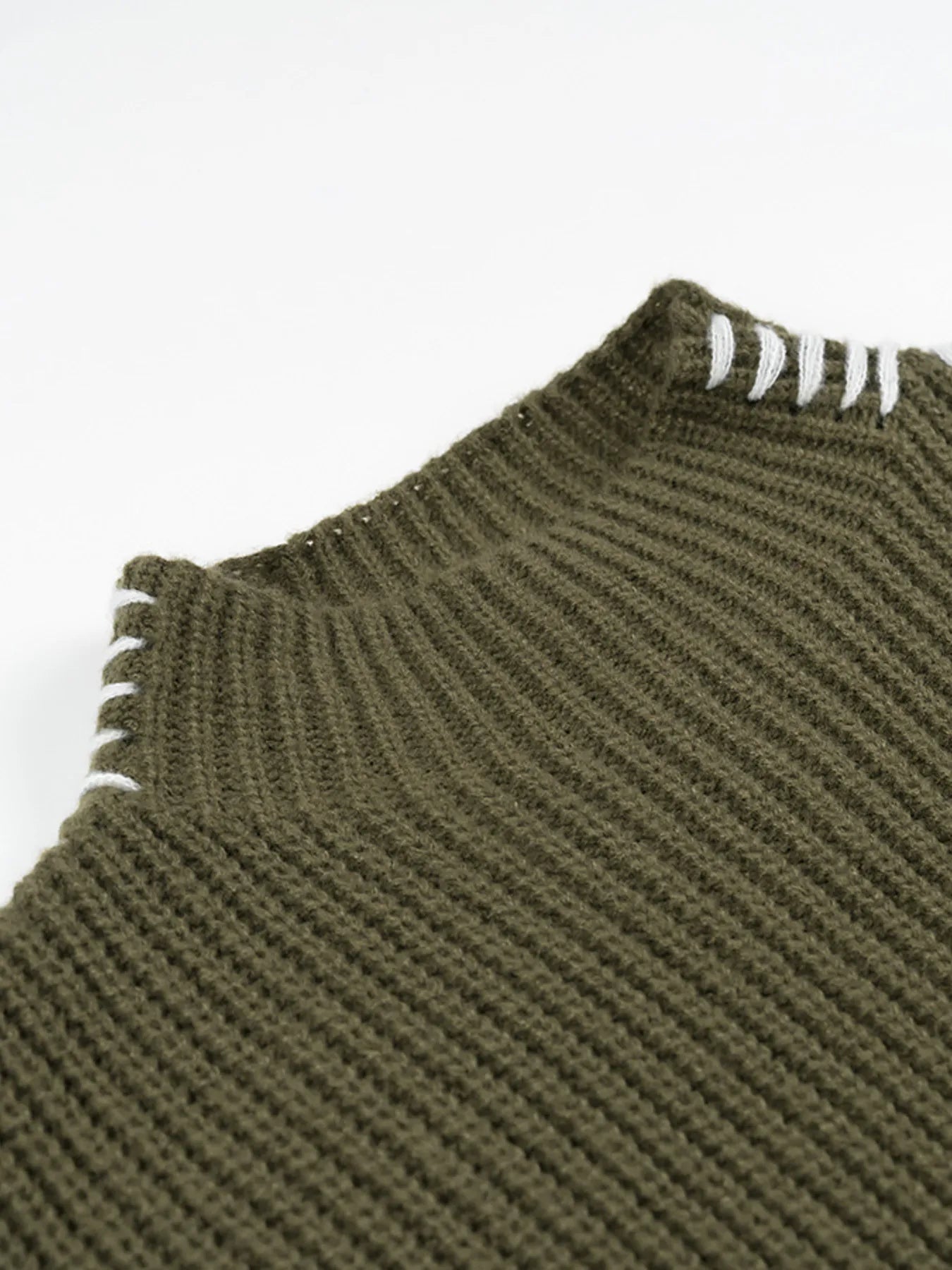 Contrast Mock Neck Long Sleeve Sweater