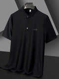 Men's Plus Size Textured Button Detail Short Sleeve Top