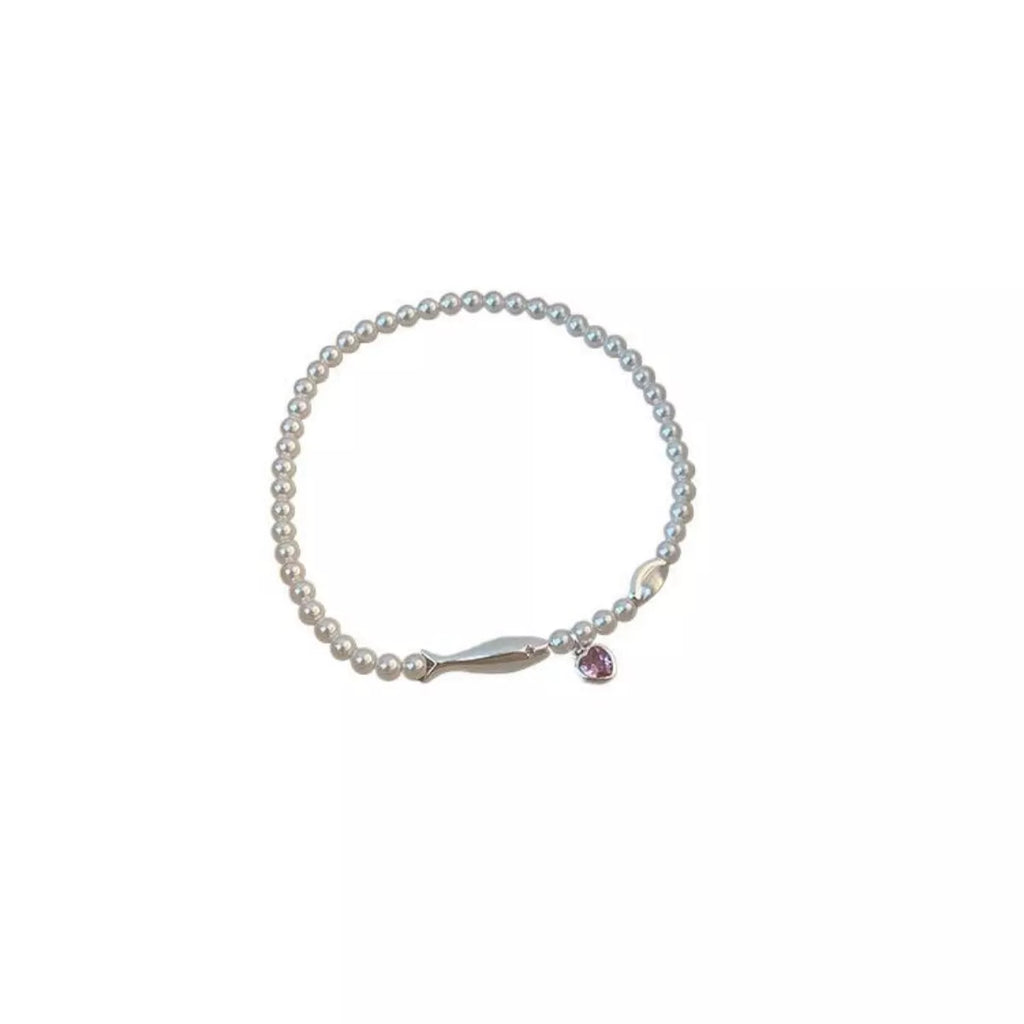 Pearl Fish Bracelet with Heart Charm