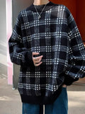 Men's Plaid Round Neck Long Sleeve Sweater