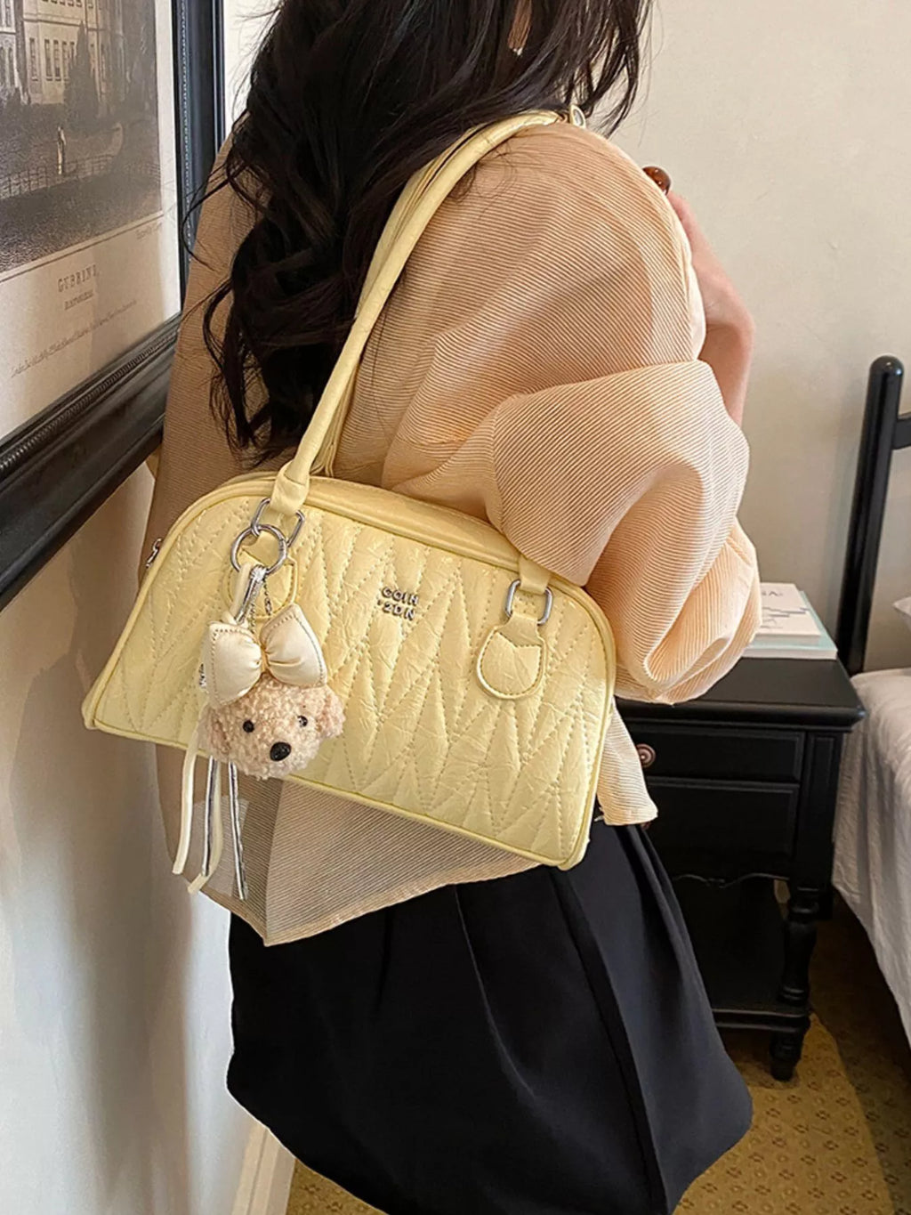 Quilted Zip Shoulder Bag
