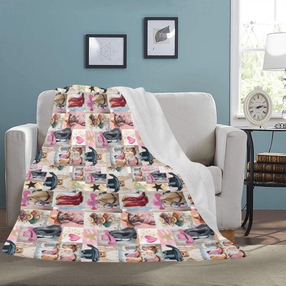 Baha Ranch Danilo Painted Cowgirl Collage Throw Blanket 60" x 80 Made in America