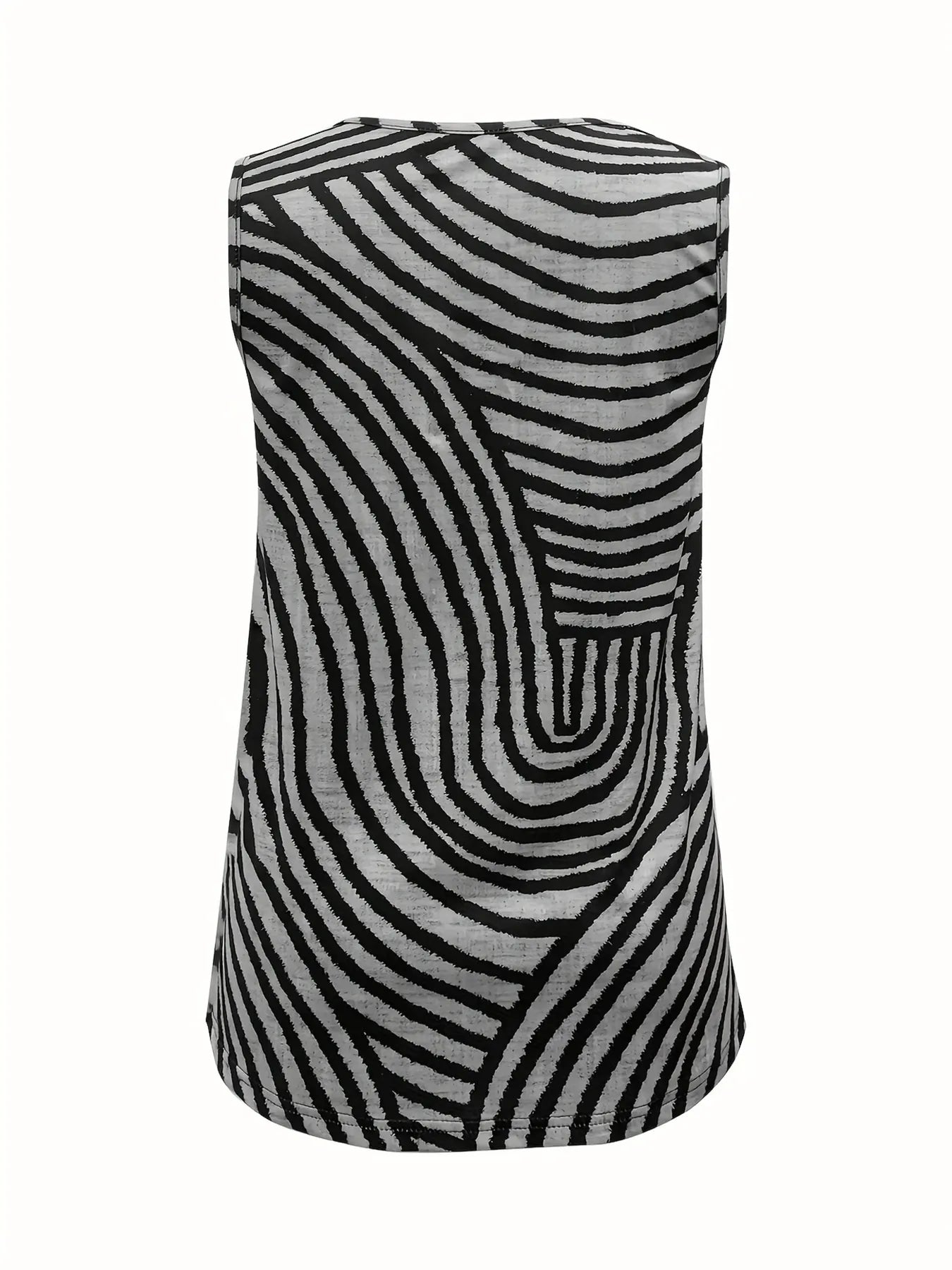 Sleeveless Zebra Print Button-Up Tank Top