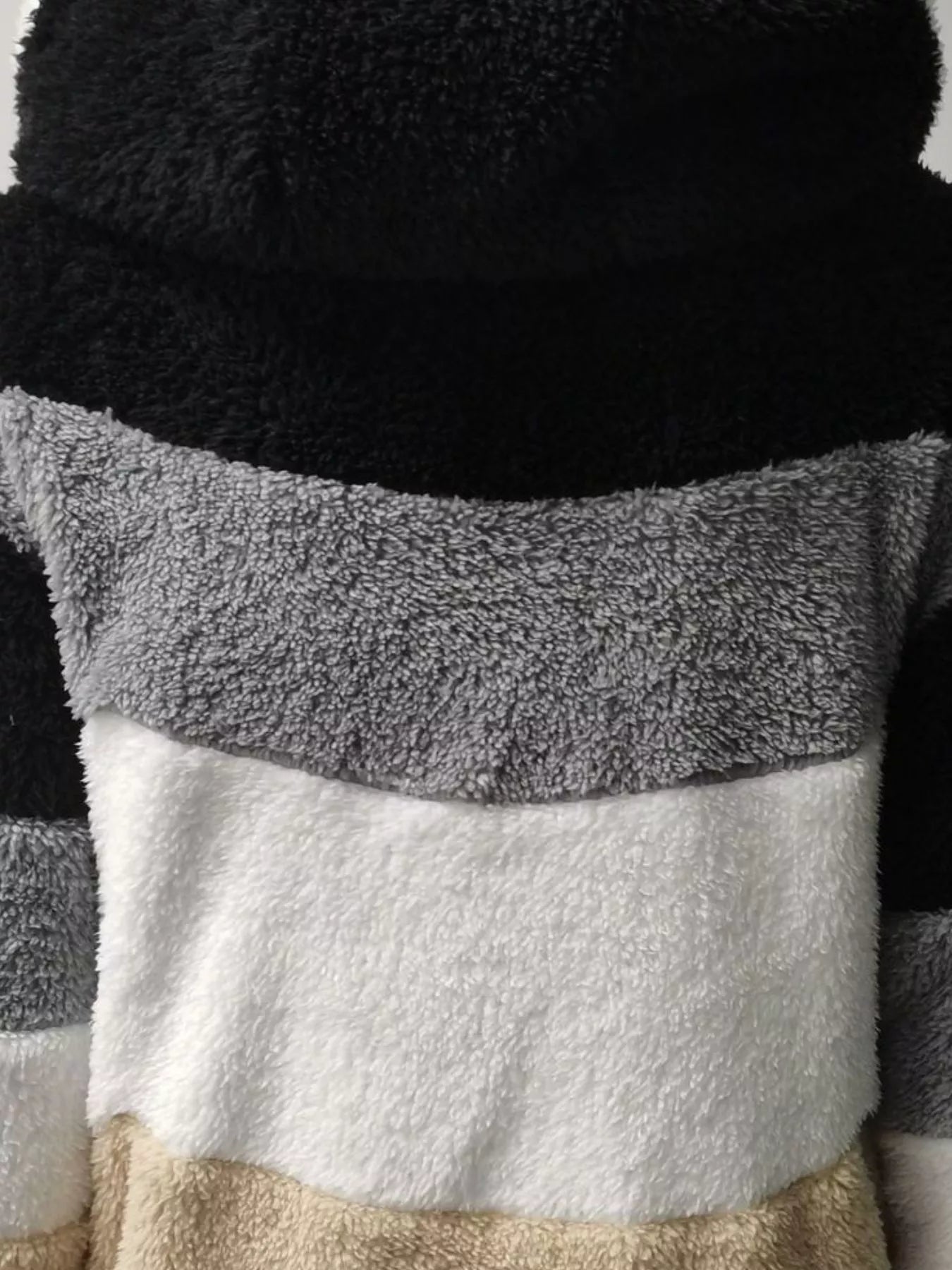 Full Size Fuzzy Zip Up Hooded Outerwear Plus Size