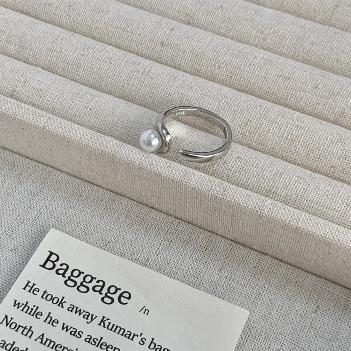 Pearl Accent Open Cuff Ring