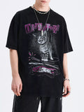 Men's Cat Graphic Oversized T-Shirt