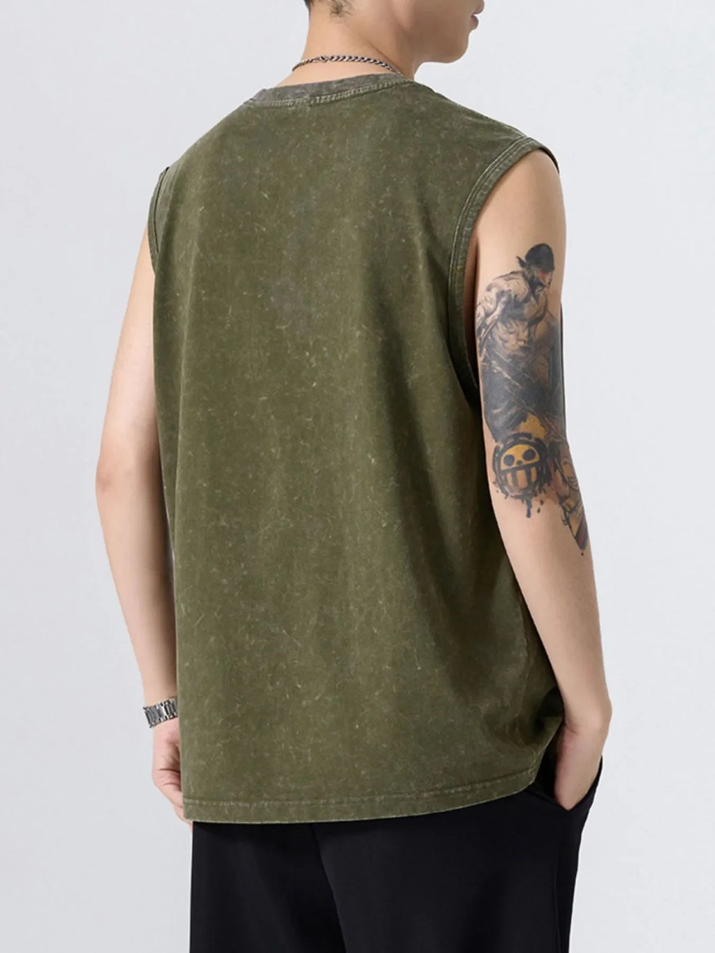 Men's Plus Size Washed Distressed Texture Sleeveless Tank