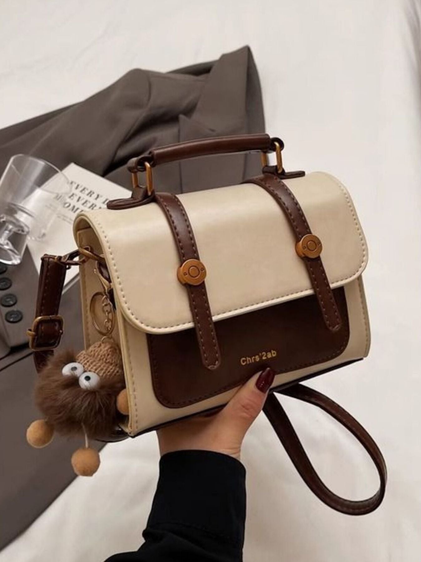 Two-Tone Flap Crossbody Bag
