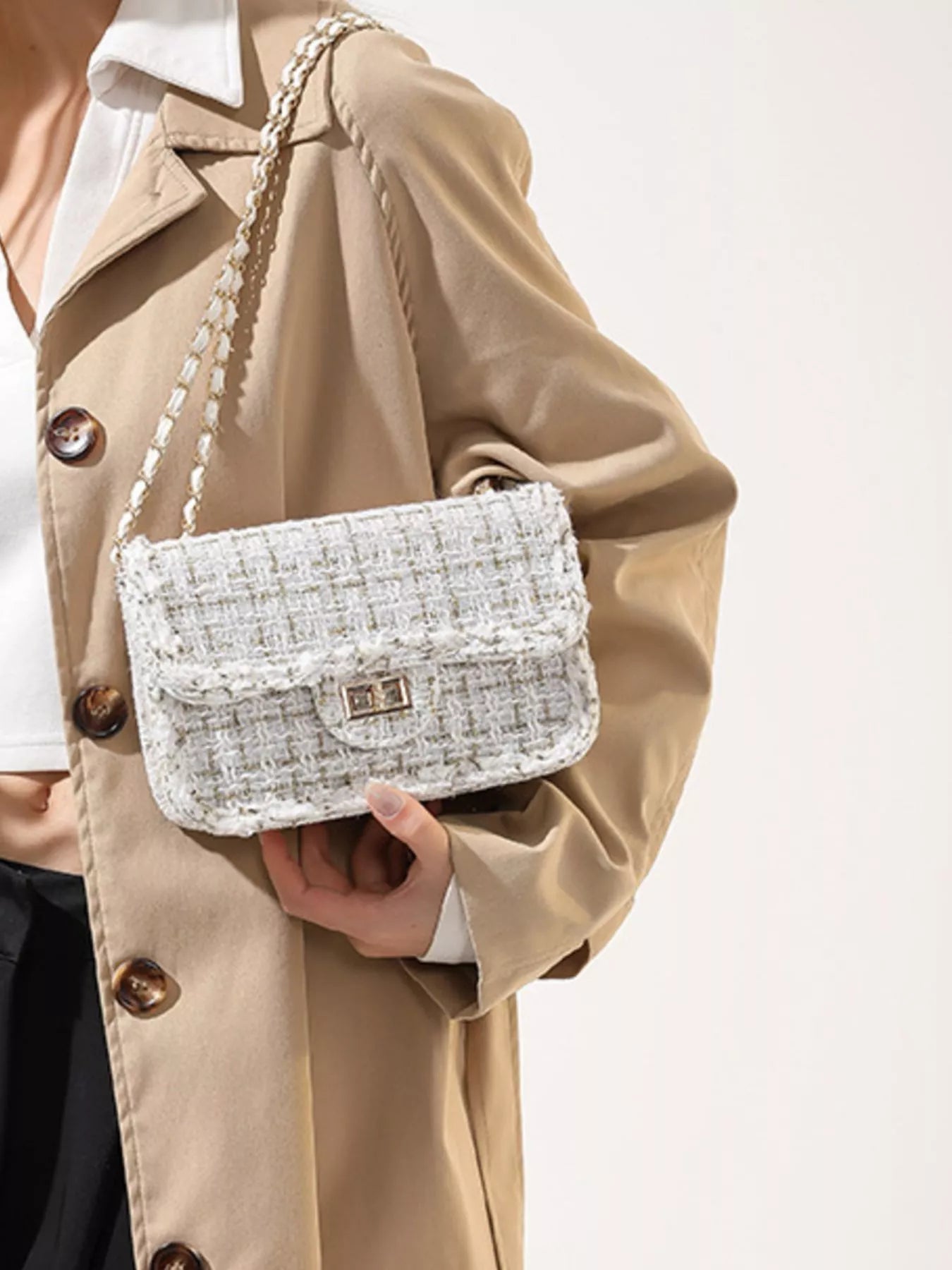 Tweed Flap Crossbody Bag