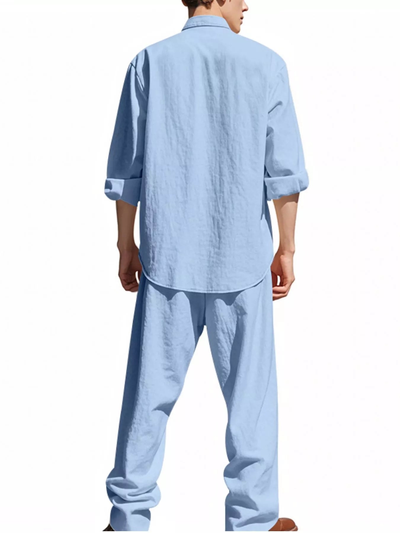 Men's Full Size Casual Button Up Shirt and Pants Plus Size