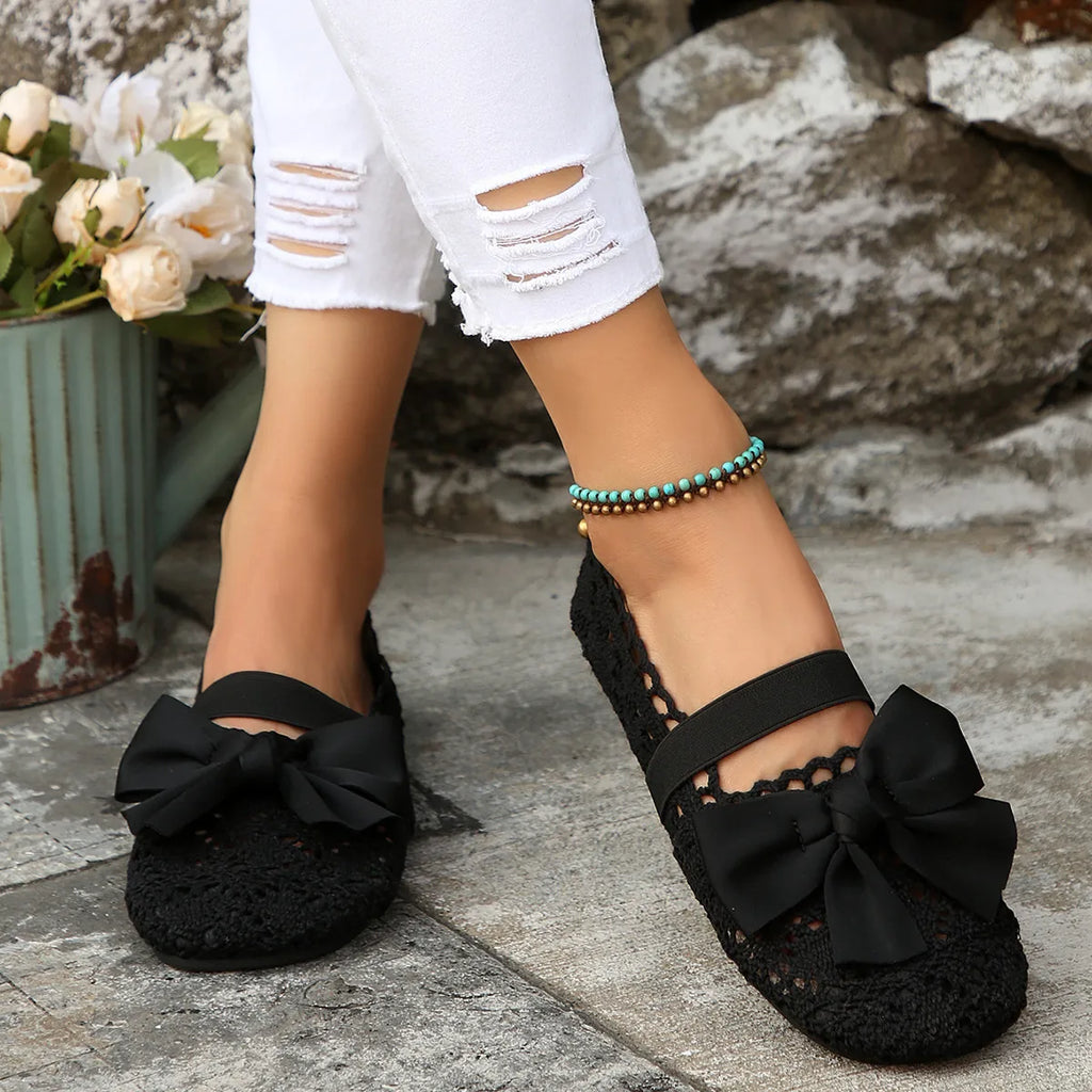 Bow Round Toe Flat Slip-Ons