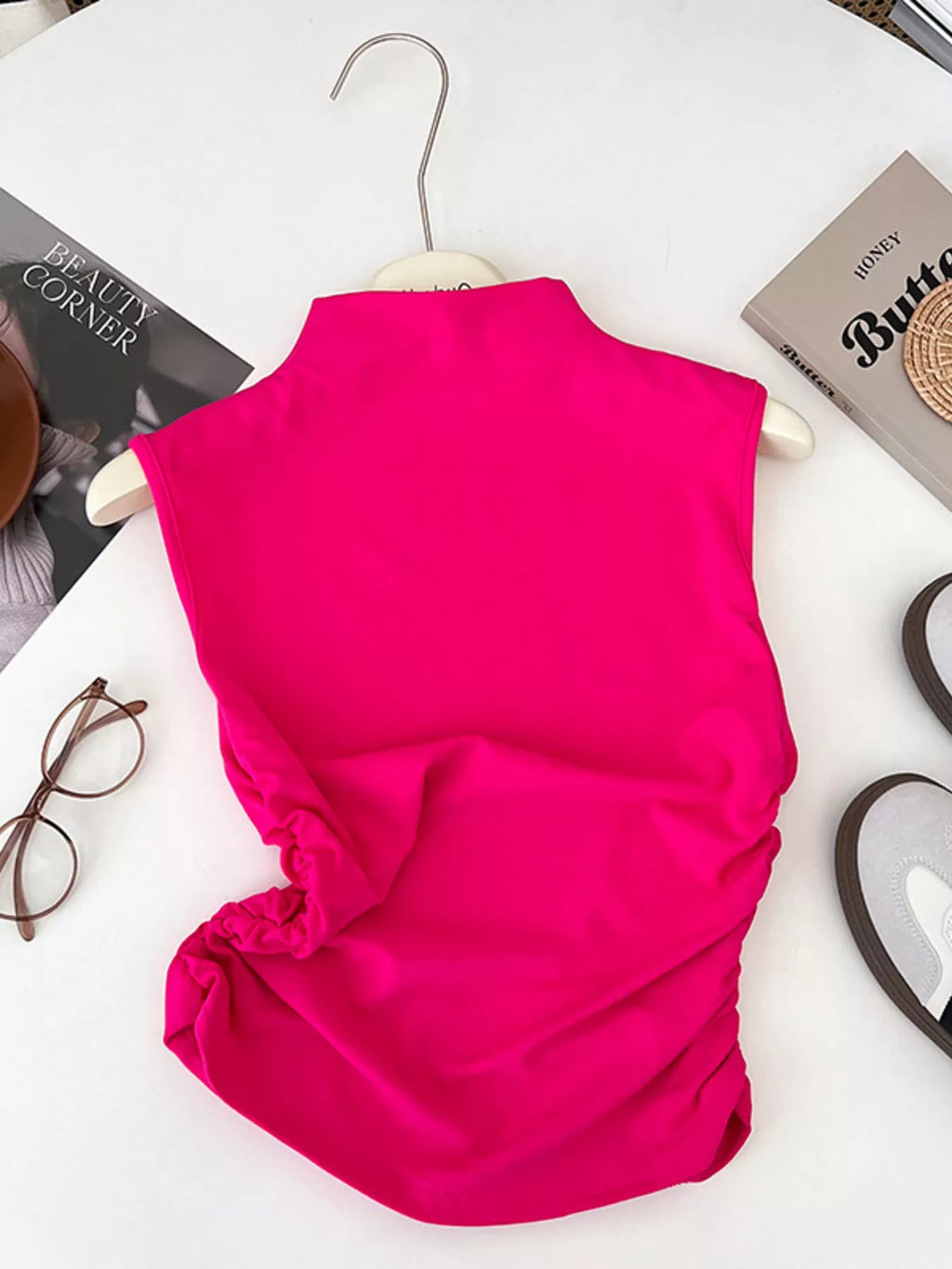 Ruched Mock Neck Tank