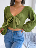 Tie-Front Cropped Sweater