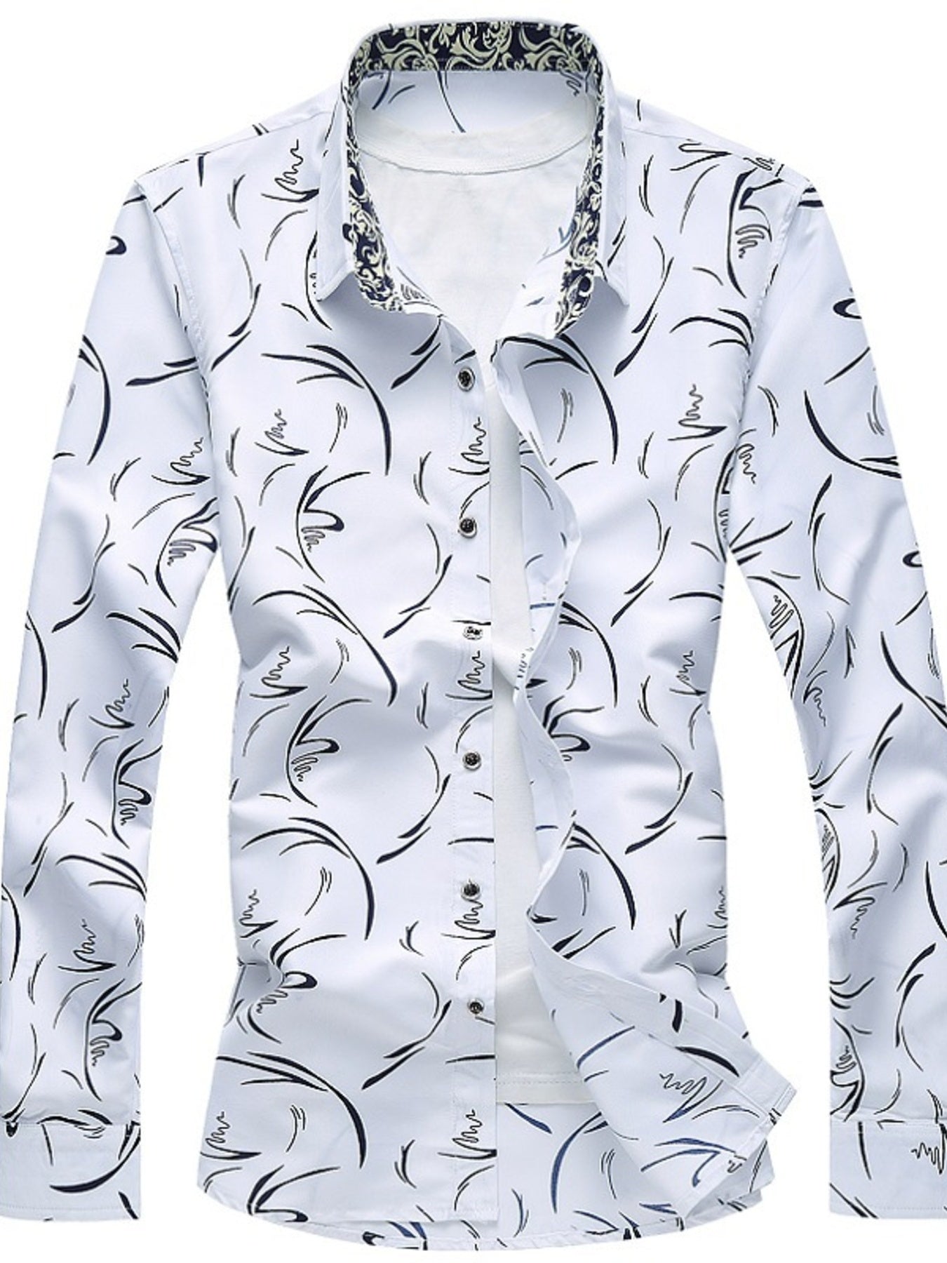 Men's Plus Size Printed Long Sleeve Shirt