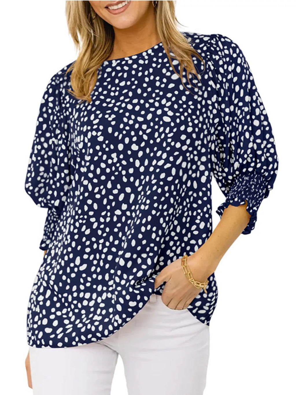 Animal Print Half Sleeve Blouse
