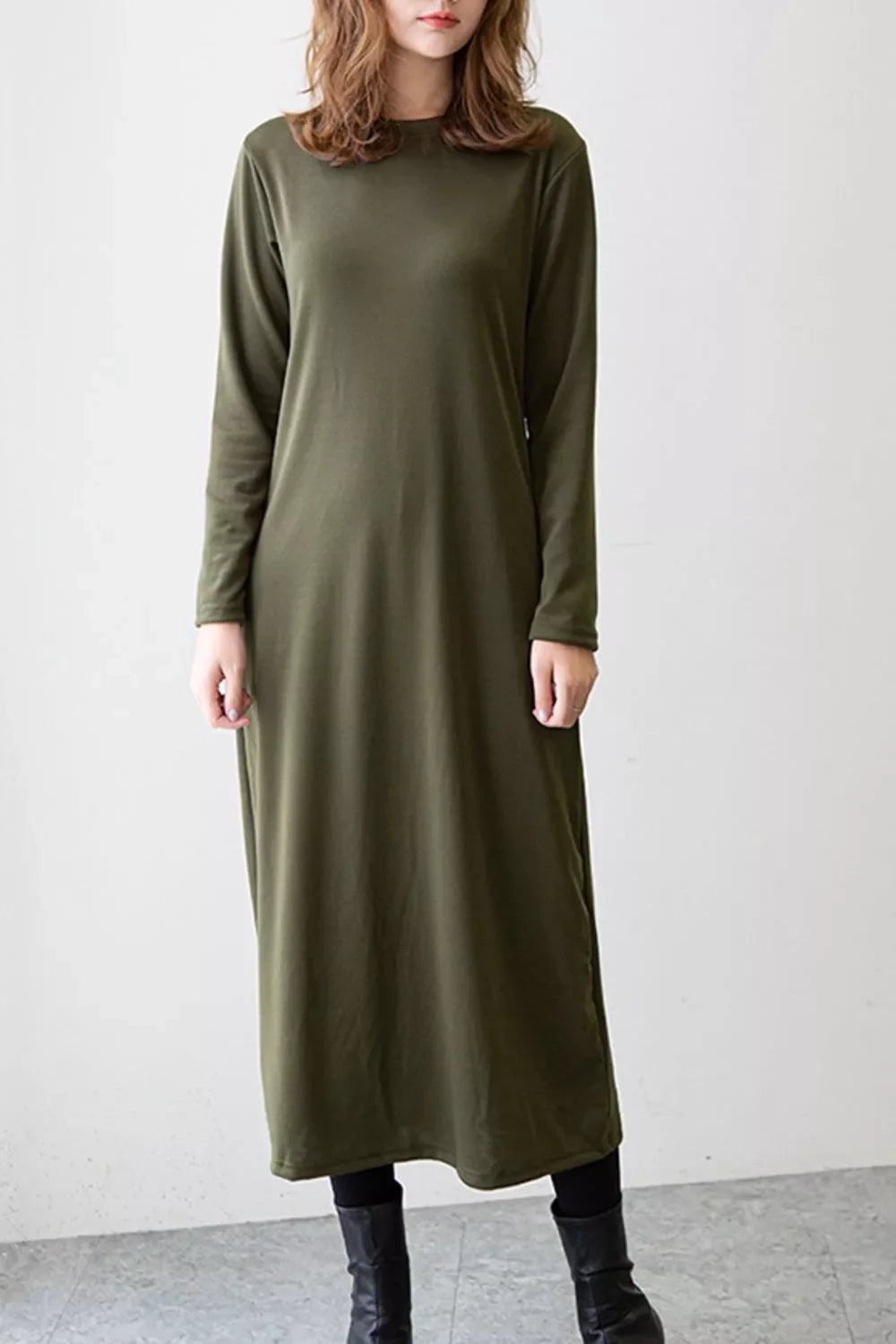 Casual Long Sleeve Midi Dress