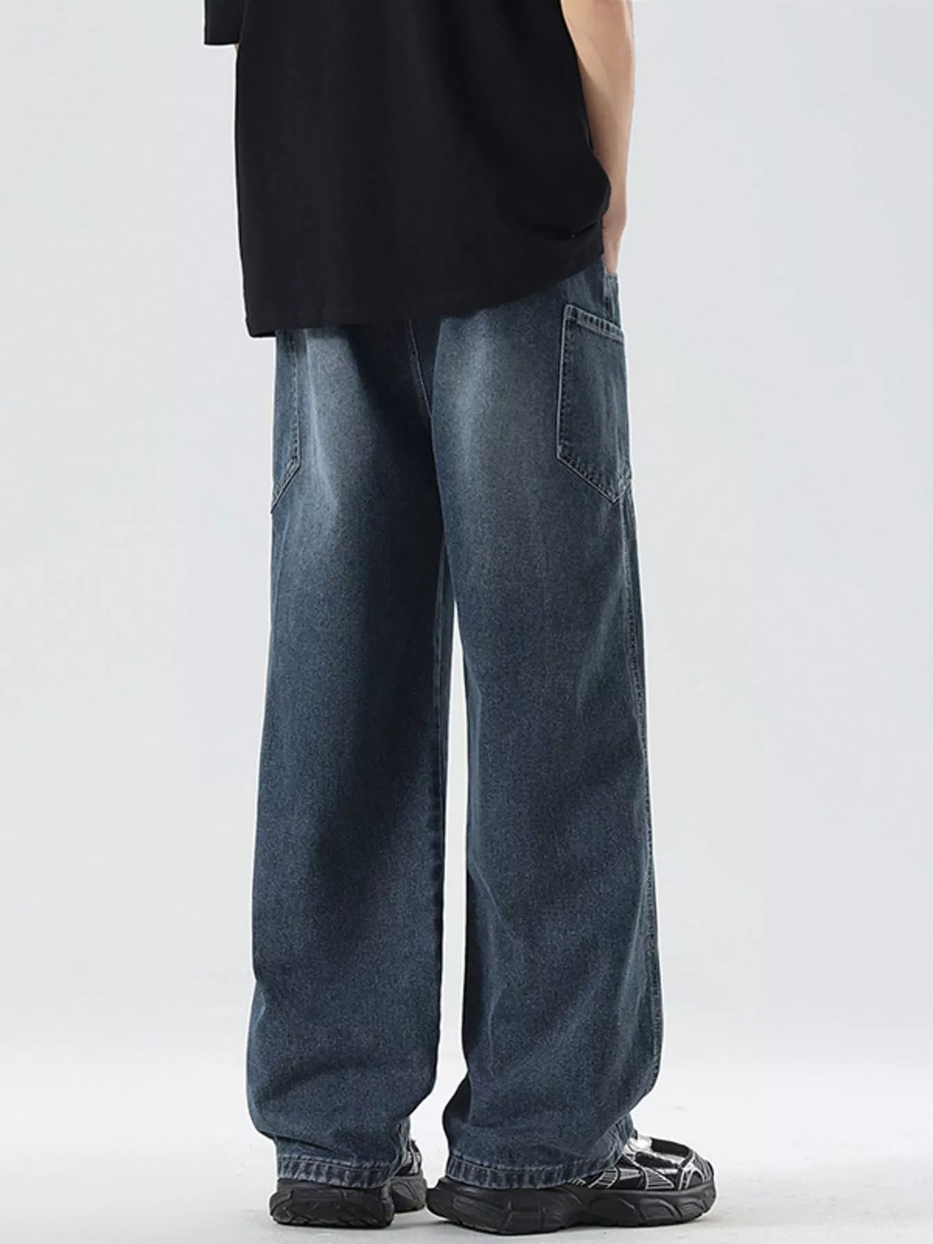 Men's Full Size Vintage Wash Wide Leg Jeans Plus Size