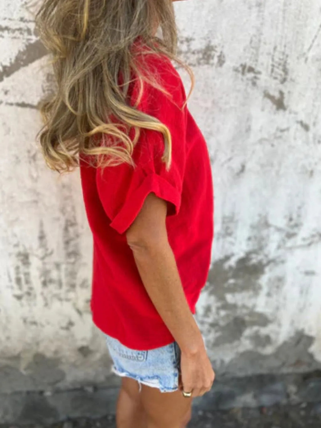 Full Size Round Neck Short Sleeve T-Shirt Plus Size
