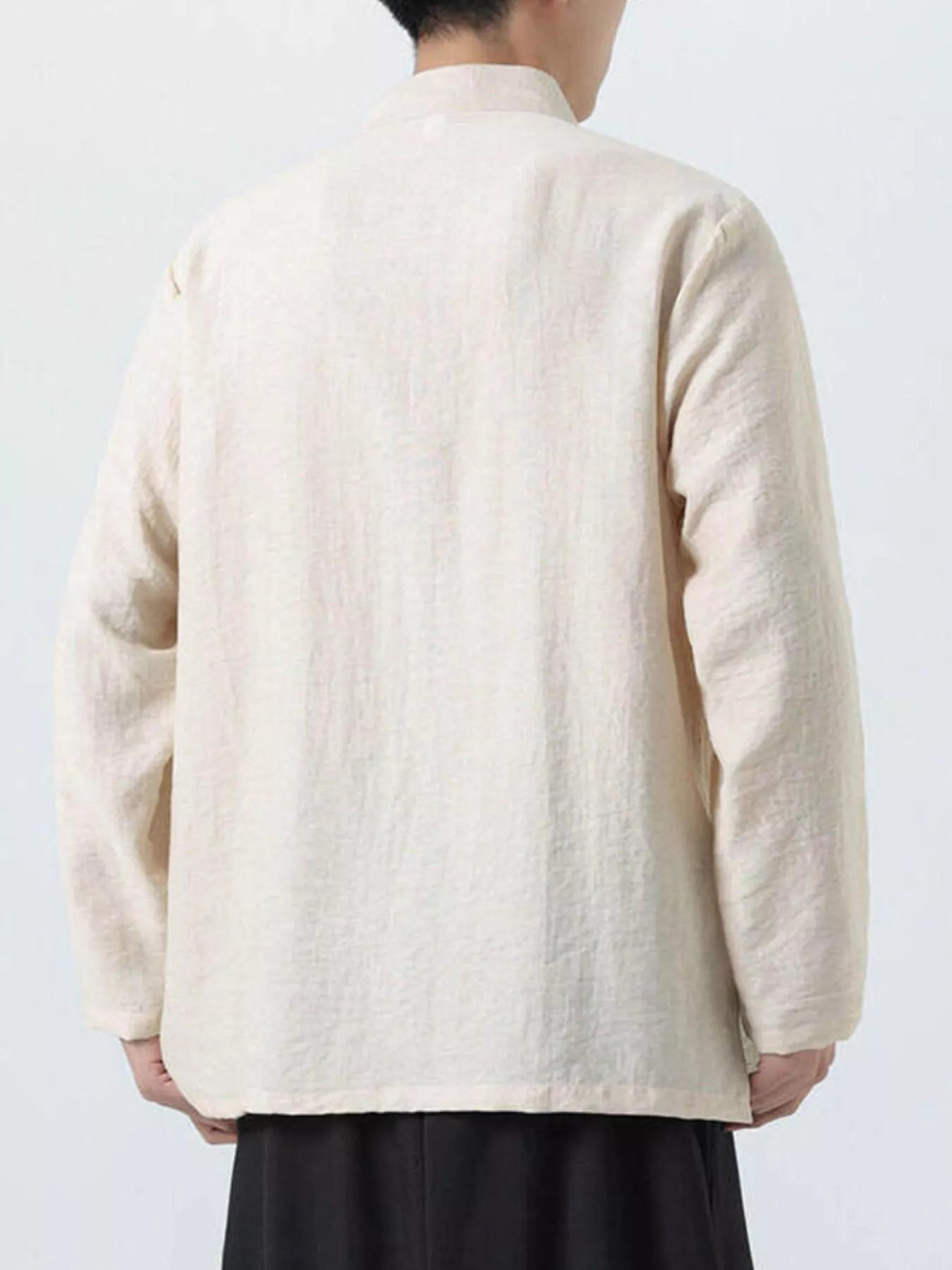 Men's Plus Size Chinese Style Embroidered Bamboo Linen Shirt