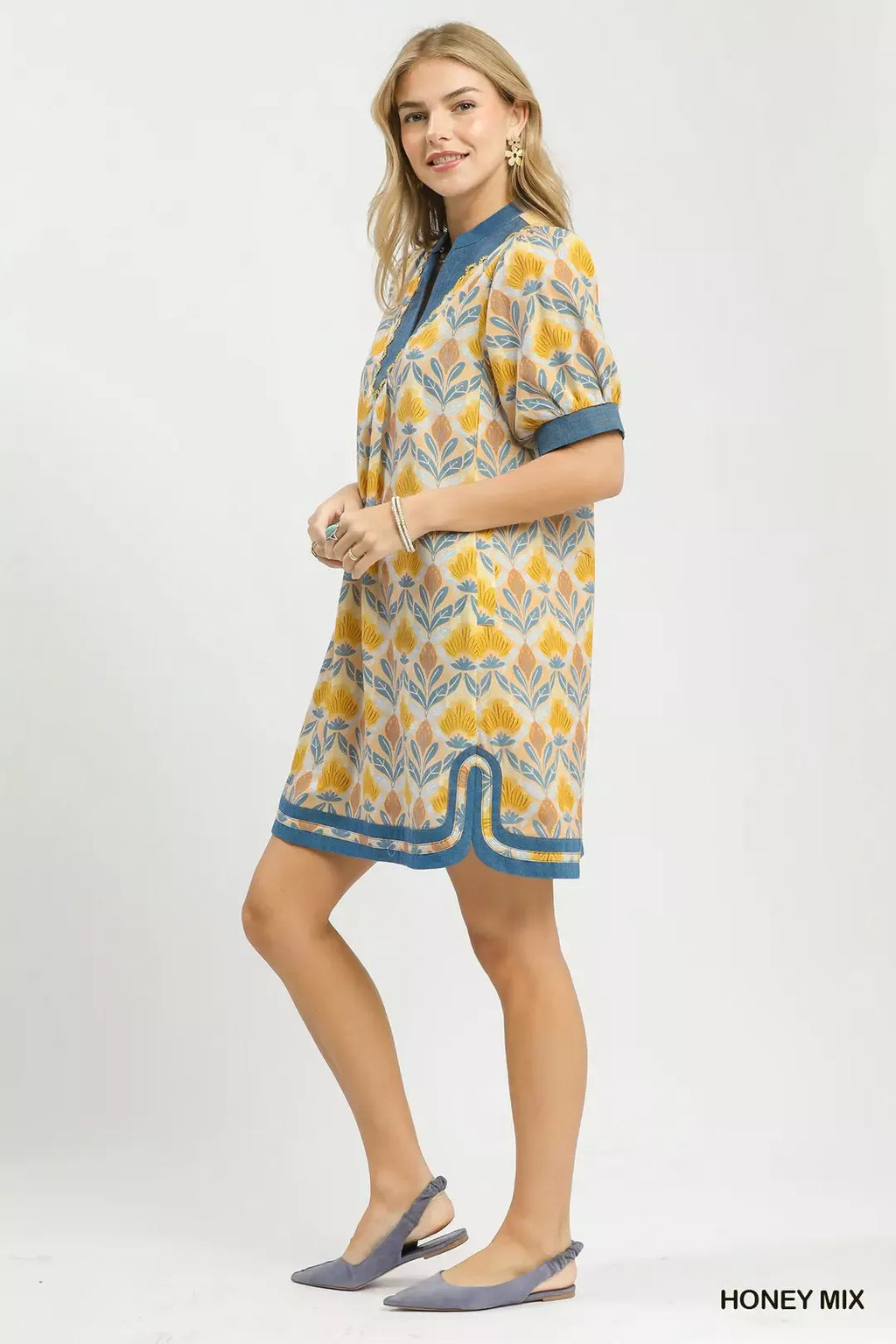 Umgee Mix Tile Print Mini Dress