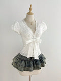 Lace Detail Bow Front Blouse