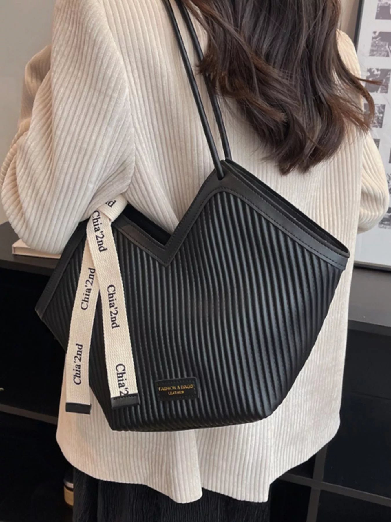 Textured Leather Shoulder Bag