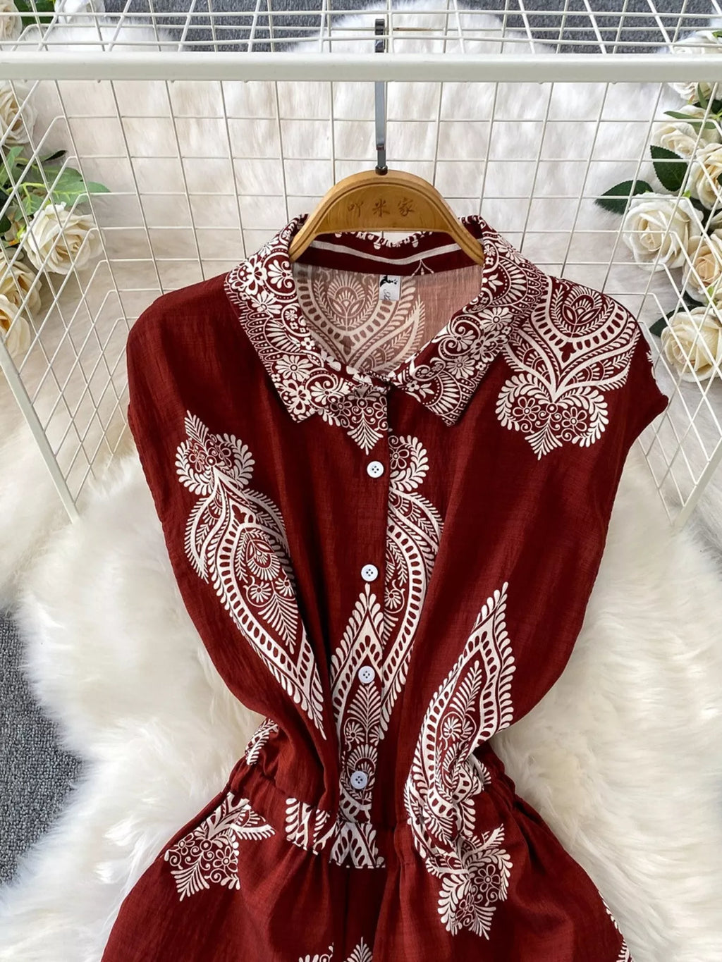 Button Front Wide Leg Jumpsuit