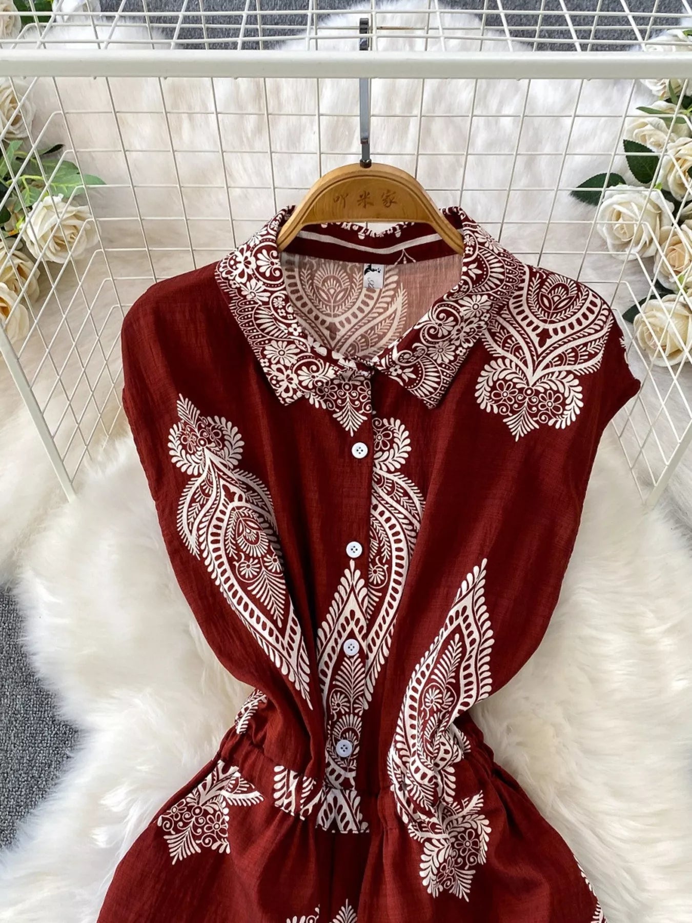 Button Front Wide Leg Jumpsuit