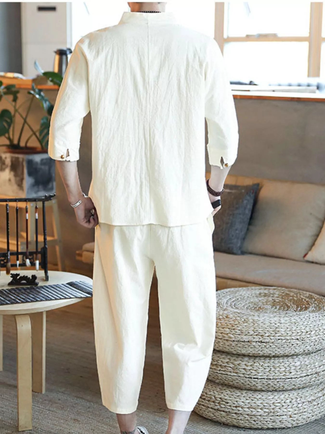 Men's Plus Size 3/4 Sleeve Top and Pants Set