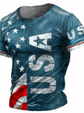 Men's Full Size USA Flag Print T-Shirt Plus Size