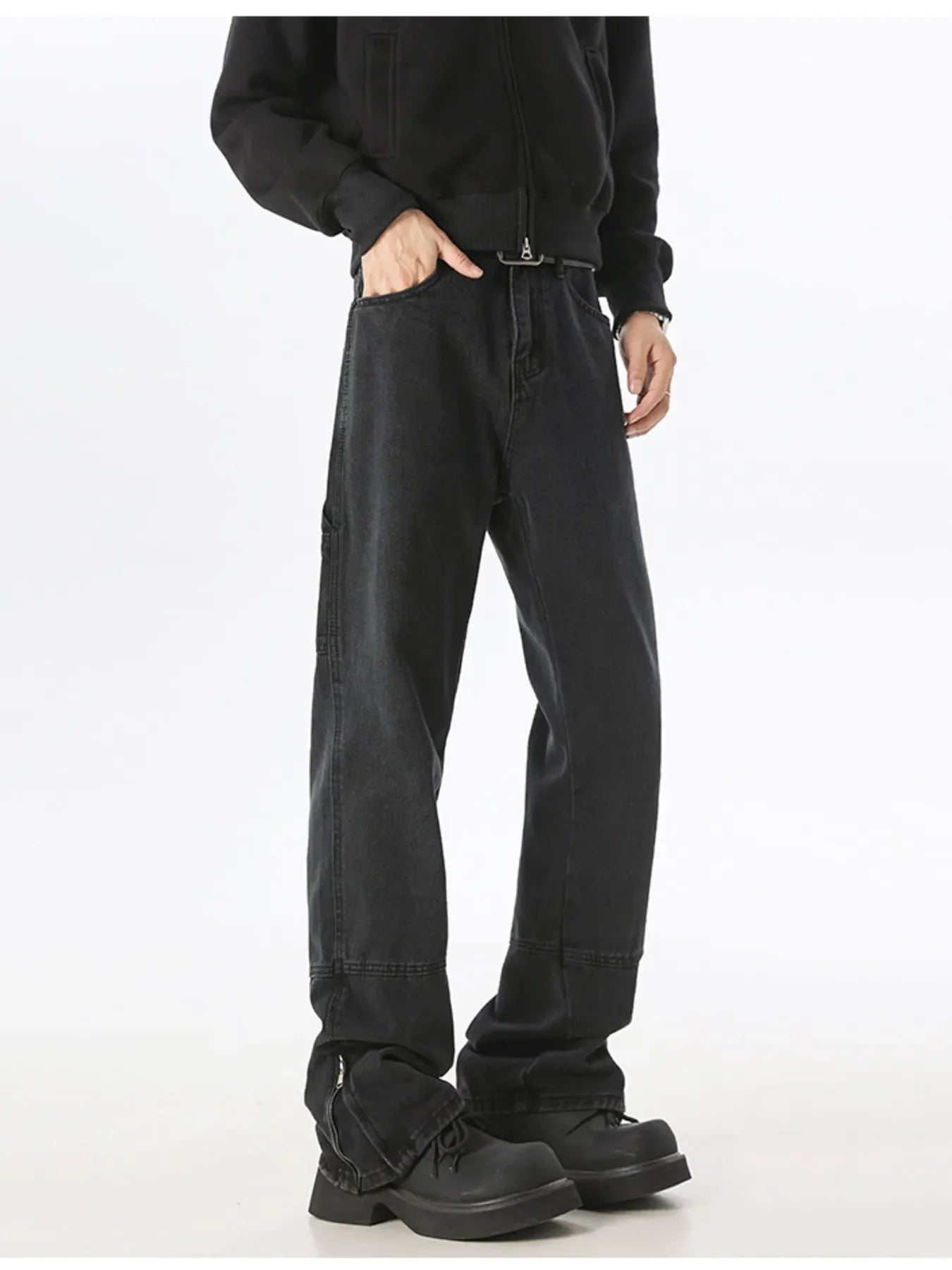 Men's Washed Wide Leg Jeans