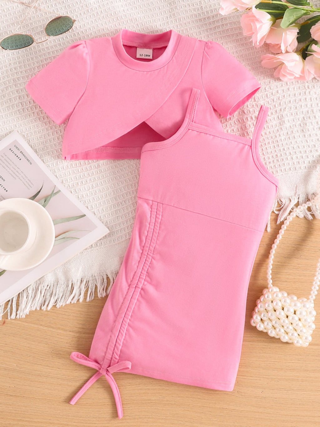 Children's Crop Top & Ruched Dress Set