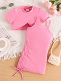 Children's Crop Top & Ruched Dress Set