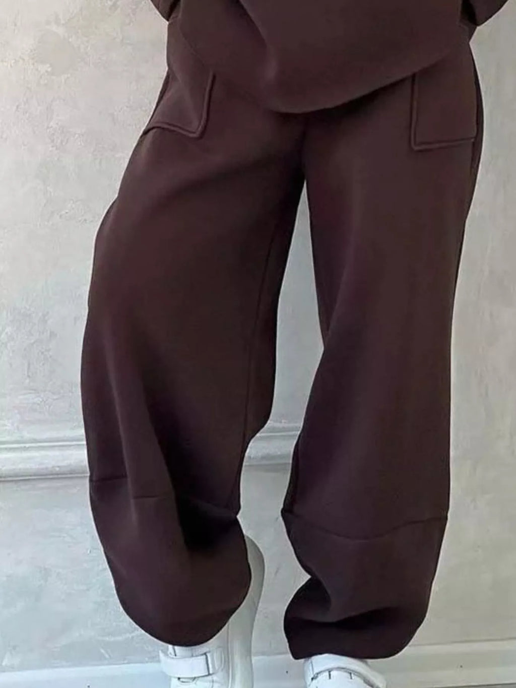 Full Size Oversized Round Neck Top and Pants Set Plus Size