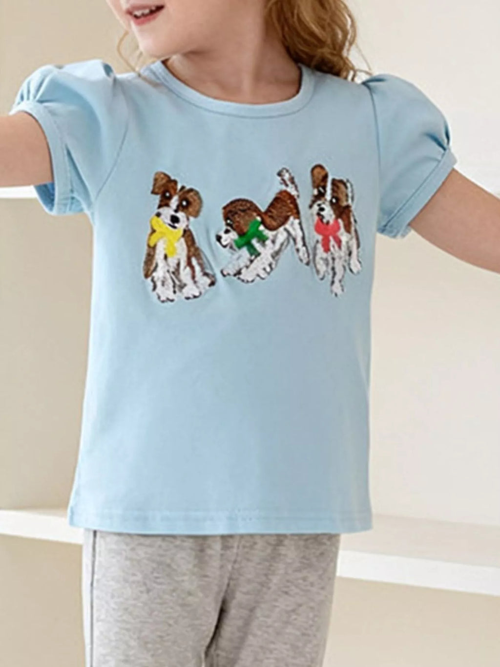 Children's Puppy Graphic Short Sleeve T-Shirt