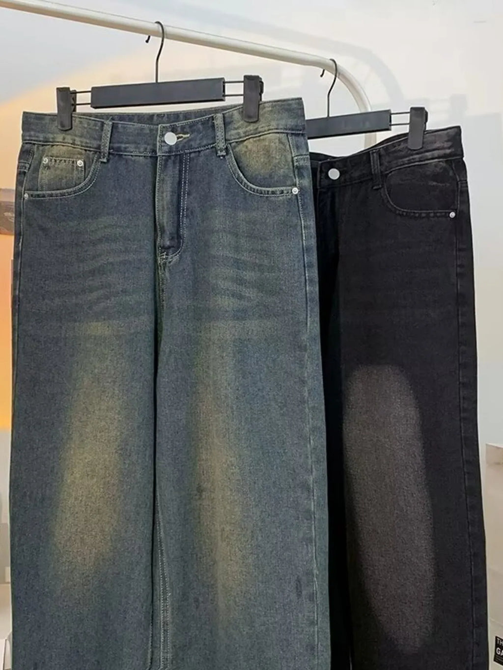 Men's Plus Size Vintage Wash Wide Leg Jeans