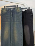 Men's Plus Size Vintage Wash Wide Leg Jeans