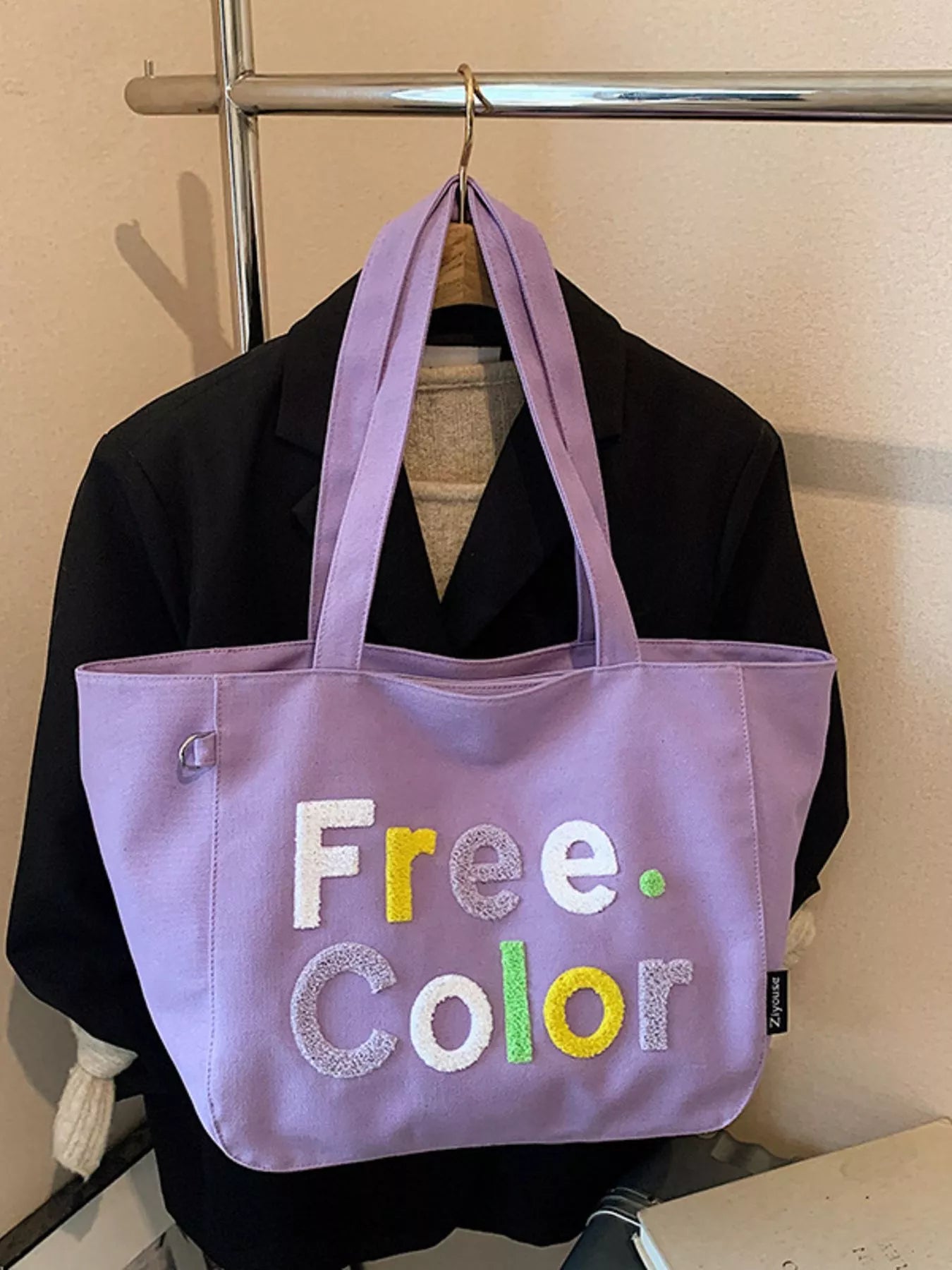 Letter Canvas Shoulder Bag