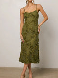 Flower Textured Midi Cami Dress