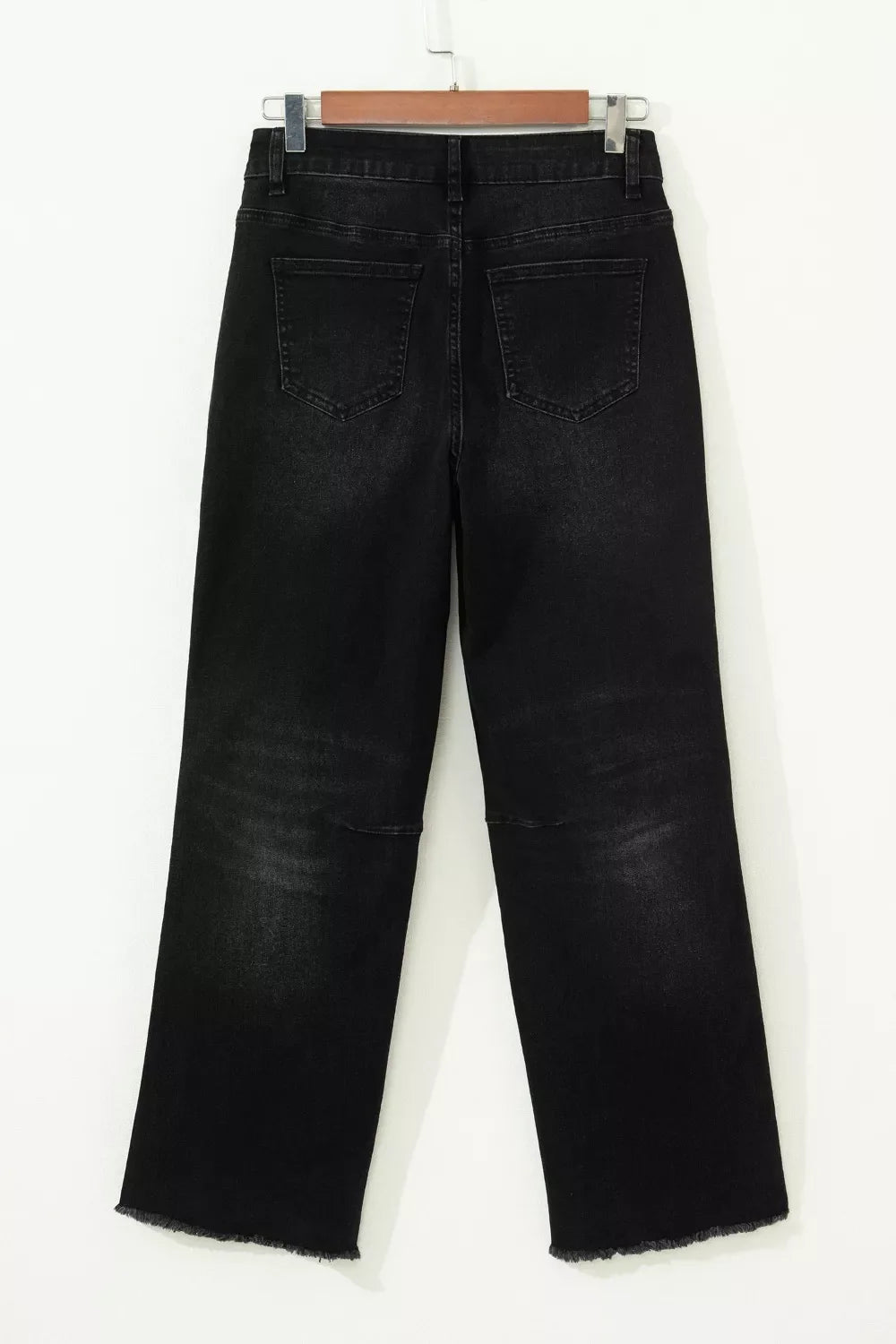 Frayed Cropped Straight Jeans