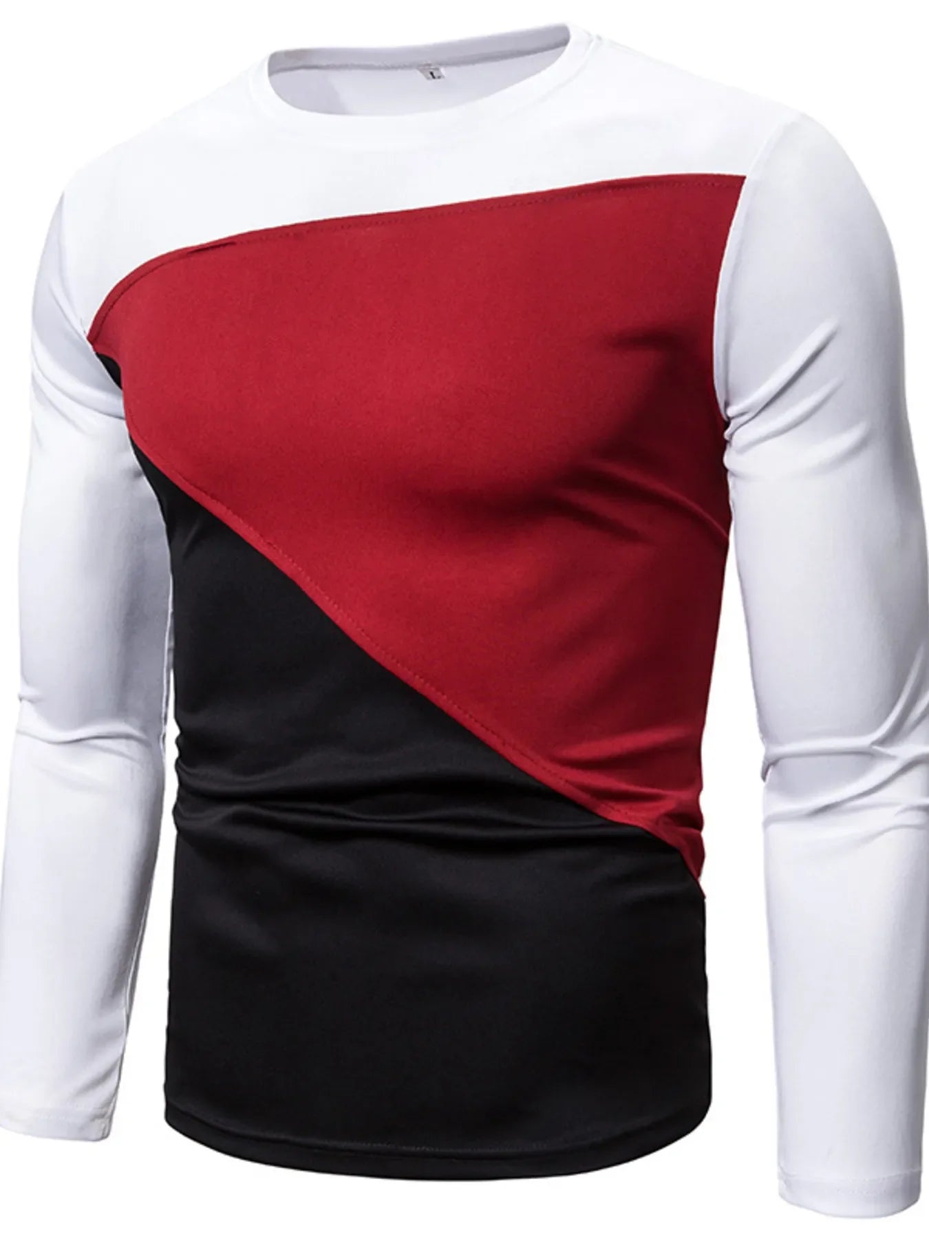 Men's Full Size Color Block Long Sleeve T-Shirt Plus Size