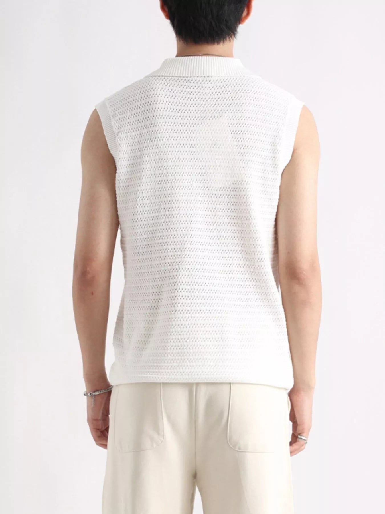 Men's Plus Size Breathable Knit Polo Collar Tank