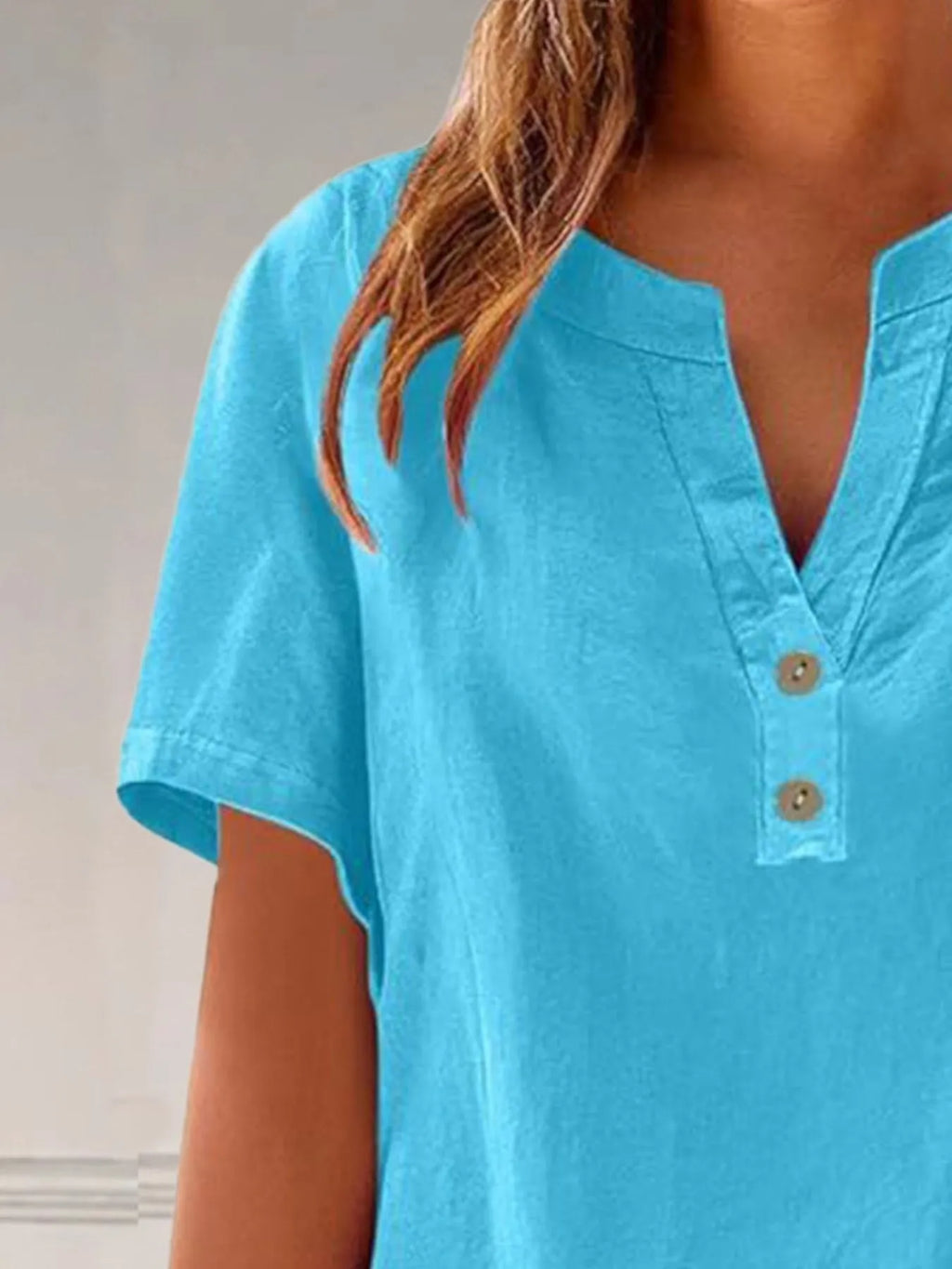 Full Size Notched Short Sleeve Blouse Plus Size